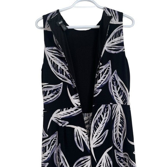 DKNY printed leaf sleeveless jumpsuit romper zip stretch summer women’s 8 medium - Picture 12 of 16